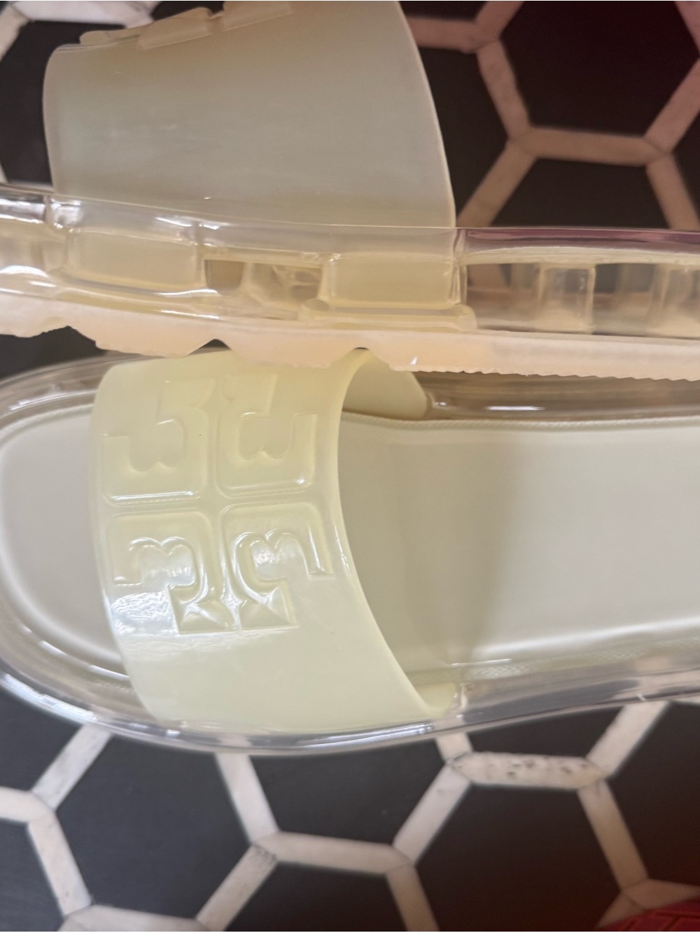 Tory Burch Clear Jelly Slide Sandals in New Ivory - Picture 2 of 6